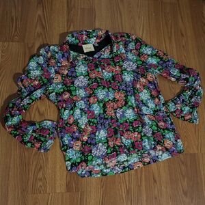 Elie Tahari Floral Multicolor Blouse Size S/P Luxury Bohemian Cottage core‎ Work
